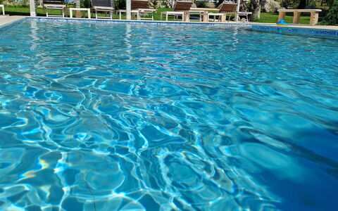 Villa le 2 Emme: Blue, Water, Swimming Pool, Leisure, Resort, Composite Material, Shade, Outdoor Furniture, Eco Hotel, Water Feature