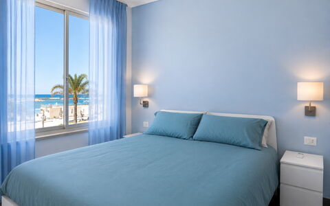 La Casa di Luigi: Blue, Furniture, Interior Design, Floor, Flooring, Bedroom, Room, Bed, Linens, Bedding
