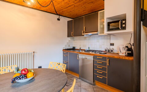 Tiny Loft: Interior Design, Flooring, Wall, Furniture, Wood, Kitchen, Ceiling, Floor, Countertop, Room