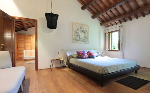 Villa Dorina: Interior Design, Flooring, Furniture, Bed, Floor, Bedroom, Wood, Home, Wood Flooring, Ceiling