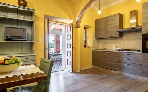 Il Cipresso, Casa dei Nonni, Cortona: Furniture, Interior Design, Flooring, Wood, Kitchen, Floor, Countertop, Ceiling, Kitchen Appliance, Cabinetry