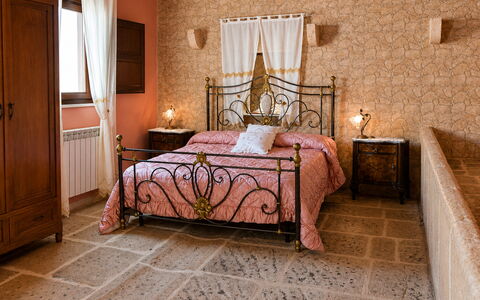 Antica Cascina 191: Furniture, Wall, Flooring, Interior Design, Floor, Lighting, Bedroom, Linens, Room, Bed