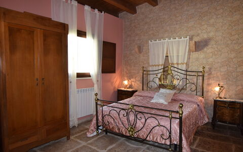 Antica Cascina 191: Furniture, Wall, Bedroom, Interior Design, Flooring, Floor, Bed, Linens, Room, Lighting