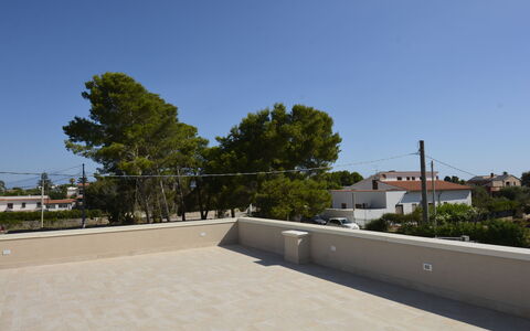 Villa Marzia - Augusta: Floor, Composite Material, Shade, Concrete, Tile, Flagstone, Daylighting, Balcony