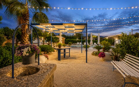 Villa Didymos: Garden, Flowerpot, Shade, Landscaping, Courtyard, Outdoor Furniture, Eco Hotel, Yard, Outdoor Structure, Pergola