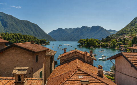Next Comacina, Lago di Como with Garage: Mountainous Landforms, Mountain, Water, Body Of Water, Boat, Hill, Watercraft, Mountain Range, Highland, House