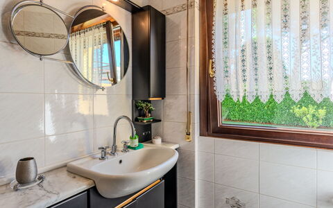 Villa Giulia: Plumbing Fixture, Interior Design, Sink, Tap, Bathroom Sink, Bathroom, Plumbing, Lighting, Mirror, Flooring