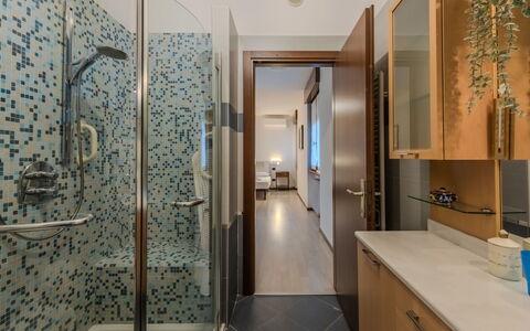 Locanda dei Nonni: Flooring, Interior Design, Floor, Ceiling, Plumbing Fixture, Lighting, Light Fixture, Bathroom, Plumbing, Countertop