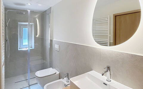 Ca' Alma Dolomia: Bathroom, Flooring, Plumbing Fixture, Floor, Wall, Interior Design, Bathroom Sink, Sink, Toilet, Tap