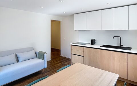 Ca' Alma Dolomia: Furniture, Interior Design, Flooring, Floor, Wood, Countertop, Ceiling, Kitchen, Cabinetry, Room