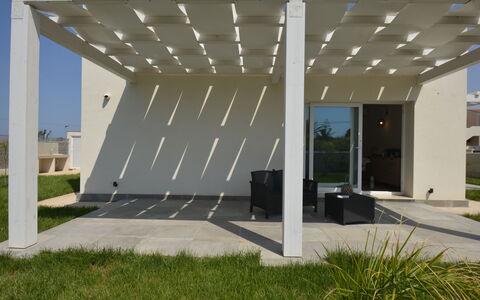 Villa Blue: Shade, Composite Material, Pergola, Outdoor Structure, Pavilion, Concrete, Canopy, Beam, Column, Design