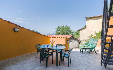 Casa Morgana: Home, Balcony, Outdoor Furniture, Shade, Houseplant, Wood Stain, Chair, Flowerpot, Eco Hotel, Handrail