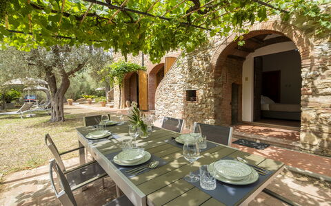 Casale delle Lupe, Campiglia Marittima: Wall, Arch, Brick, Hacienda, Garden, Shade, Courtyard, Yard, Backyard, Landscaping