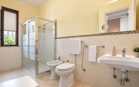 Villa Sara: Flooring, Plumbing Fixture, Interior Design, Floor, Bathroom, Toilet Seat, Toilet, Plumbing, Sink, Tap