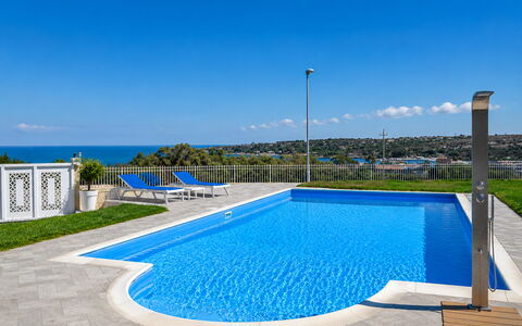 Villa Sara: Swimming Pool, Blue, Resort, Outdoor Furniture, Composite Material, Eco Hotel, Shade, Leisure, Villa, Sunlounger