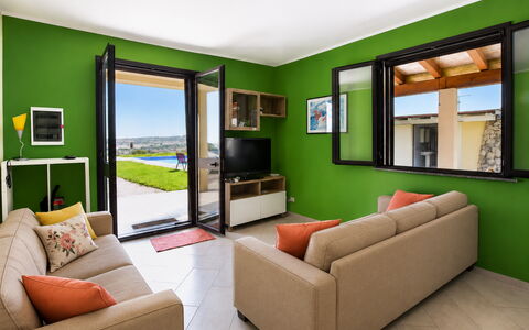 Villa Sara: Furniture, Interior Design, Flooring, Floor, Home, Couch, Ceiling, Living Room, Room, Apartment