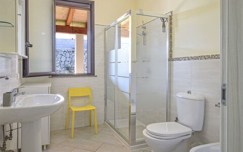 Villa Sara: Flooring, Plumbing Fixture, Interior Design, Floor, Bathroom, Plumbing, Sink, Room, Bathroom Sink, Ceiling