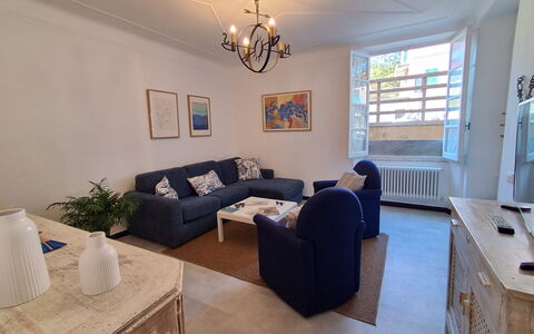 La Riva - Levanto: Furniture, Interior Design, Flooring, Couch, Floor, Wall, Wood, Ceiling, Living Room, Room