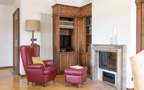 Villa Althea: Furniture, Interior Design, Flooring, Wood, Floor, Home, Room, Living Room, Brown, Lighting