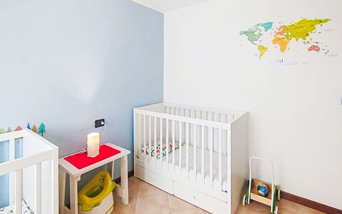 Fontanella Mountain Home: Interior Design, Furniture, Flooring, Room, Floor, Nursery, Home, Infant Bed, Ceiling
