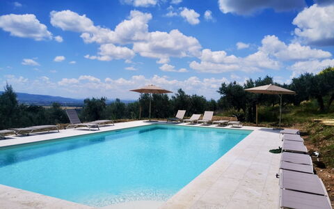 Villa Santa Chiara: Swimming Pool, Blue, Resort, Outdoor Furniture, Umbrella, Sunlounger, Eco Hotel, Shade, Flagstone, Thermae