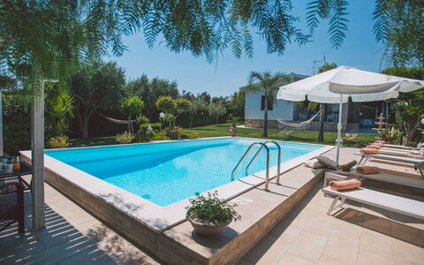 Villa Ferradina 4+2: Swimming Pool, Resort, Outdoor Furniture, Leisure, Eco Hotel, Umbrella, Composite Material, Shade, Sunlounger, Flowerpot