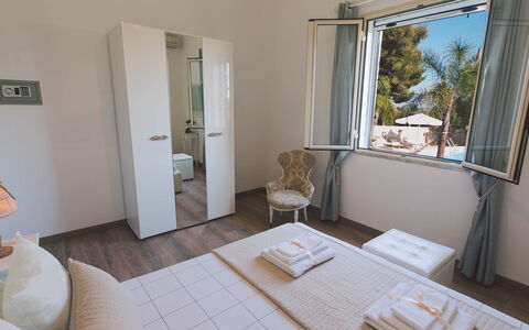 Villa Ferradina 4+2: Furniture, Interior Design, Bedroom, Bed, Home, Linens, Floor, Apartment, Chair, Room