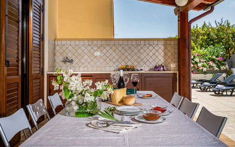Villa delle Sirene 6: Furniture, Interior Design, Wood, Table, Chair, Kitchen & Dining Room Table, Flooring, Floor, Home, Dining Room