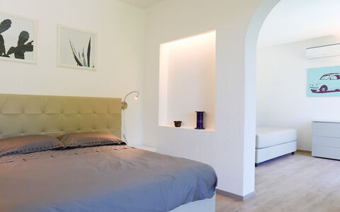 Villa Sarah 10+2: Furniture, Bed, Interior Design, Wall, Bedroom, Flooring, Floor, Room, Wood, Bedding