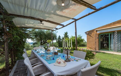 Il Podere di Fi 8: Furniture, Chair, Table, Kitchen & Dining Room Table, Outdoor Furniture, Shade, Outdoor Table, Garden, Backyard, Outdoor Structure