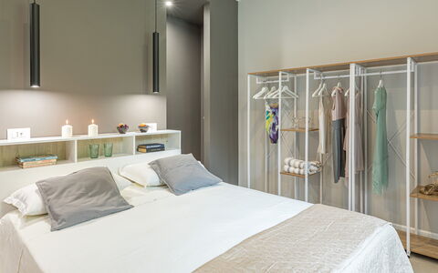 Villa Rasena 6: Furniture, Interior Design, Bedroom, Bed, Wall, Wood, Flooring, Room, Home, Ceiling