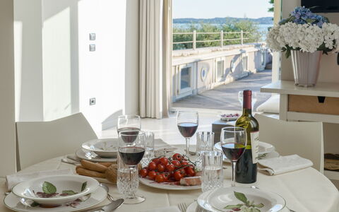 Arcimboldo House 2+2: Furniture, Interior Design, Table, Tableware, Chair, Lighting, Dining Room, Kitchen & Dining Room Table, Room, Drinkware