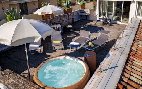 Arcimboldo House 2+2: Swimming Pool, Furniture, Resort, Umbrella, Outdoor Furniture, Sunlounger, Hotel, Chair, Jacuzzi