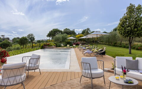 La Fonte di Santa Regina 8: Swimming Pool, Garden, Outdoor Furniture, Resort, Estate, Landscaping, Umbrella, Chair, Eco Hotel, Shade