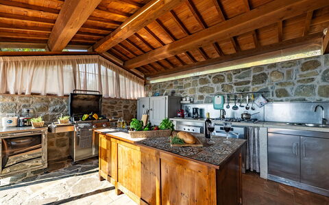 Antiche Pietre 10: Kitchen, Home, Countertop, Tile, Resort, Farmhouse, Chair, Stone Wall, Natural Material, Major Appliance