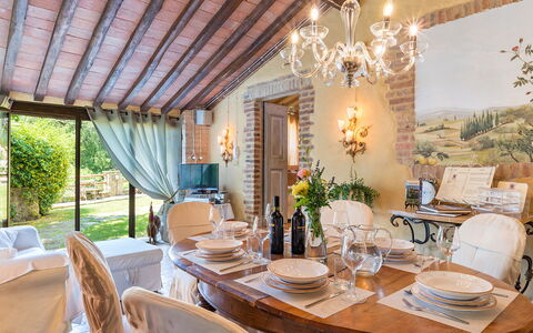Borgo Paradiso 4+2: Furniture, Interior Design, Table, Chair, Lighting, Home, Kitchen & Dining Room Table, Ceiling, Dining Room, Room