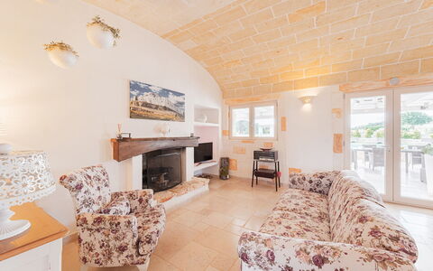 White Stone House 6+1: Furniture, Home, Couch, Chair, Living Room, Ceiling, Coffee Table, Kitchen & Dining Room Table