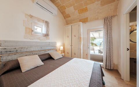 White Stone House 6+1: Bedroom, Interior Design, Furniture, Floor, Home, Bedding, Bed, Linens, Bed Sheet, Bed Frame