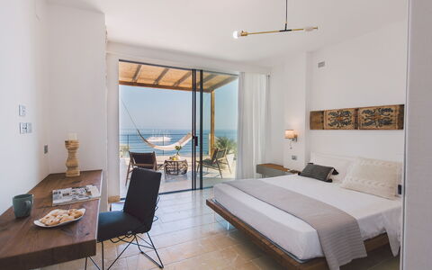 Villa Triscele 10: Furniture, Bedroom, Apartment, Floor, Resort, Sea, Bed, Chair, Home, Bed Frame
