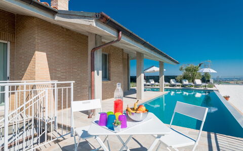 Casa di Eolo 8+2: Swimming Pool, Outdoor Furniture, Furniture, Resort, Chair, Composite Material, Leisure, Sunlounger, Shade, Villa