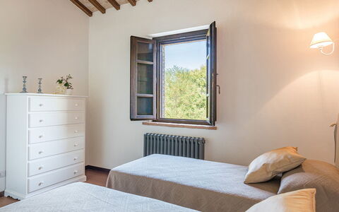 Podere di Salci 10: Bed, Bedroom, Interior Design, Wood, Bedding, Bed Sheet, Furniture, Room, Flooring, Bed Frame