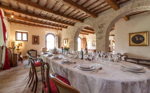Villa Ambrah 12+1: Furniture, Ceiling, Chair, Villa, Estate, Dining Room, Kitchen & Dining Room Table, Restaurant, Houseplant, Hotel
