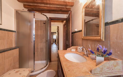 Villa Ambrah 12+1: Interior Design, Flooring, Wood, Plumbing Fixture, Floor, Bathroom Sink, Bathroom, Ceiling, Tap, Lighting