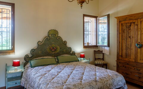 Ca' Pellicciano 8: Furniture, Bed, Interior Design, Bedroom, Wall, Wood, Bedding, Bed Sheet, Flooring, Room