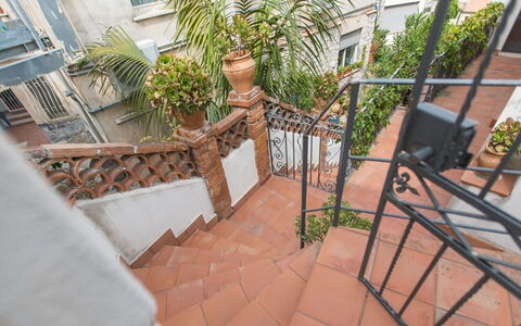 Attico Giafari 6: Handrail, Stairs, Baluster, Balcony, Iron, Metal, Flowerpot, Houseplant, Wood Stain, Fence