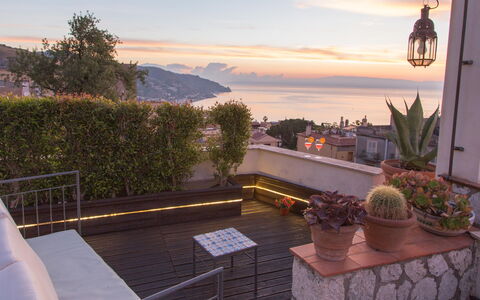 Attico Giafari 6: Furniture, Apartment, Sea, Balcony, Flowerpot, Houseplant, Chair, Coast, Eco Hotel, Penthouse Apartment