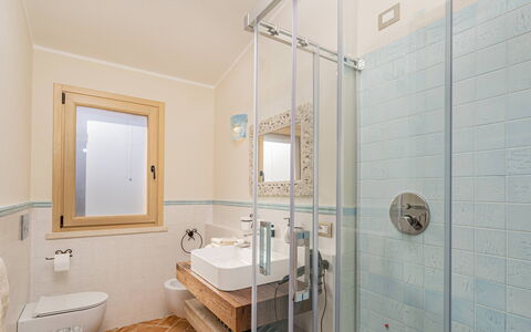 Villa Gea 8: Bathroom, Plumbing Fixture, Flooring, Interior Design, Wall, Floor, Bathroom Sink, Tap, Sink, Plumbing