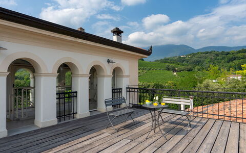 Villa Barchessa Panigai 8: Porch, Balcony, Mountain Range, Estate, Baluster, Villa, Deck, Eco Hotel, Fence, Hacienda