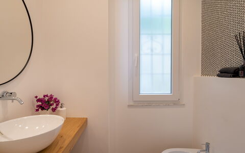 Villa Scirocco 10+2: Bathroom, Interior Design, Plumbing Fixture, Wall, Flooring, Bathroom Sink, Mirror, Floor, Sink, Tap