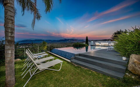 Villa Relax 12+2: Blue, Swimming Pool, Dusk, Resort, Eco Hotel, Landscaping, Evening, Resort Town, Water Feature